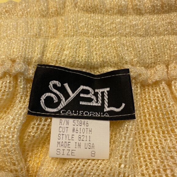 Vtg SYBIL 3pc Skirt/Blouse/Belt Cotton Mesh Elastic SelfBelt Full Midi Sz 8 USA - Picture 4 of 12